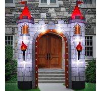 Sotiff Arco gonfiabile medievale da 3 m, decorazione per esterni, castello medievale, decorazione per esterni, con soffiatore a LED integrato, per interni ed esterni, feste, vacanze, compleanni