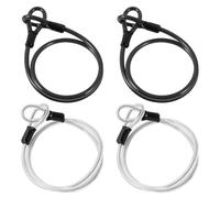 Sotode 4 cavi di sicurezza in acciaio inox con occhielli, cavo di sicurezza, 1 m, per biciclette, moto, porte in vetro e vari dispositivi di grandi dimensioni (nero/argento)