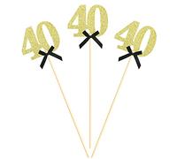Sotpot 8 bastoncini per centrotavola per 40° compleanno, numero 40, con fiocco, centrotavola da tavolo, per uomo e donna, 40° compleanno, anniversario, matrimonio, decorazione per feste