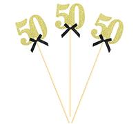 Sotpot 8 bastoncini per centrotavola per 50° compleanno, numero 50, con fiocco, centrotavola da tavolo, per uomo e donna, 50° compleanno, anniversario, decorazioni per feste