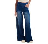 SotRong Jeans da donna a gamba larga con elastico in vita elasticizzata e controllo della pancia, elasticizzati, larghi, vestibilità rilassata, pantaloni in denim palazzo, Blu scuro, XL