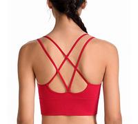 SotRong Reggiseno sportivo da donna, con spalline incrociate sulla schiena, imbottito, supporto a medio impatto, per palestra, yoga, corsa, sexy, per adolescenti, Rosso vinaccia, S