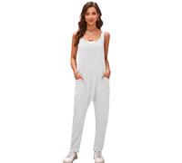 SotRong Tuta estiva harem da donna UK Hot Shot Onesie Jersey Baggy tutina casual sciolto senza maniche pagliaccetto estivo spiaggia Boho generale per vacanze viaggi, A-Bianco, XL