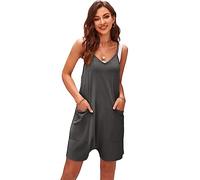 SotRong Tuta estiva harem da donna UK Hot Shot Onesie Jersey Baggy tutina casual sciolto senza maniche pagliaccetto estivo spiaggia Boho generale per vacanze viaggi, B-grigio scuro., L