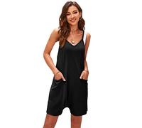 SotRong Tuta estiva harem da donna UK Hot Shot Onesie Jersey Baggy tutina casual sciolto senza maniche pagliaccetto estivo spiaggia Boho generale per vacanze viaggi, B-nero, M