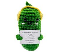 Sottaceti all'uncinetto, 1 pezzo di cetriolo sottaceto di supporto emotivo fatto a mano, scheda, bambola all'uncinetto sottaceto ispirata alla lana carina e creativa, peluche per donne