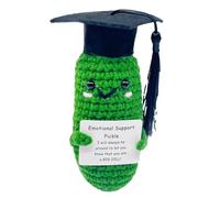 Sottaceti all'uncinetto, 1 pezzo di cetriolo sottaceto di supporto emotivo fatto a mano, scheda, bambola all'uncinetto sottaceto ispirata alla lana carina e creativa, peluche per donne