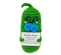 Sottaceti all'uncinetto, 1 pezzo di cetriolo sottaceto di supporto emotivo fatto a mano, scheda, bambola all'uncinetto sottaceto ispirata alla lana carina e creativa, peluche per donne
