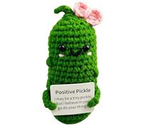 Sottaceti all'uncinetto, 1 pezzo di cetriolo sottaceto di supporto emotivo fatto a mano, scheda, bambola all'uncinetto sottaceto ispirata alla lana carina e creativa, peluche per donne