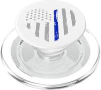 Sottile, linea blu, cuore, bandiera, poliziotto, supporto PopSockets PopGrip per MagSafe