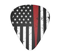 sottile linea rossa bandiera del baseball americano nero celluloide plettri plettri per chitarra basso ukulele 0,46 mm/0,71 mm/0,96 mm (confezione da 12)