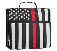 Sottile Red Line Bandiera Americana 3,8 cm 3 Anelli Raccoglitore Heavy Duty Raccoglitore Cerniera Organizzatore Raccoglitore con Tracolla per Scuola Multi Tasche Grande Cartella Portfolio