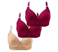 Sottile Senza Laceless Confortevole Traspirabilità Biancheria Intima Grande Dimensione Fibbia Femminile Reggiseno Scollo A V Gilet Bralette Reggiseno Senza Fili Reggiseno Sportivo Cotone, Rosso, S