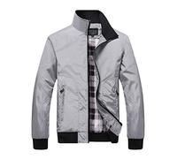Sottile Softshell Giacca da trekking per uomo Leggero Casual Autunno Colore Inverno Cappotto Cerniera Uomo Manica Lunga Cotone Imbottito Giacche Cargo Outwear Cappotto Outdoor Top, Grigio, XL