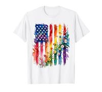 Sottili fiori selvatici LGBTQ Pride Month Floreale Bandiera Americana degli Stati Uniti Maglietta