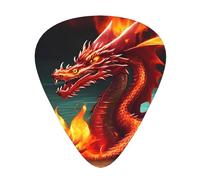 Sottili, medi e pesanti, 12 plettri per chitarra, Dragon King in Fire, resistenti all'usura, adatti per chitarra, basso, chitarra elettrica, ukulele,