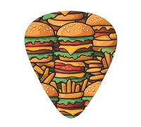 Sottili, medi e pesanti, 12 plettri per chitarra, molti simpatici hamburger resistenti all'usura, adatti per chitarra, basso, chitarra elettrica, ukulele,