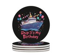 Sotto chieri in ceramica per bevande con scritta "È il mio compleanno" sulla nave da crociera, con base in sughero per tavolino da caffè, 4 pezzi