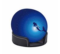 Sotto chieri per Bevande a Sirena con Supporto 6 Pezzi Blu Mare Oceano Acqua Pesce Sotto chieri Assorbenti in Pelle PU Regalo di inaugurazione della Casa per Uomo Donna Sotto chieri Decorativi p