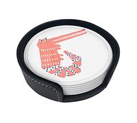 Sotto chieri per bevande con supporto, set di 6 cartoni animati, gamberetti, coccodrillo, tappetino rotondo per tazze, tazze, tavolo, in microfibra, pelle PU, per casa, cucina, bar, cabaret, caffè,