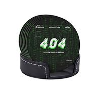 Sotto chieri per bevande con supporto Set di 6 Geek Nerd Internet Numero 404 Codice Tappetino rotondo Tappetino per tazze Tazze Tavolo Microfibra PU Pelle per casa Cucina Bar Cabaret Caffè Pup Club