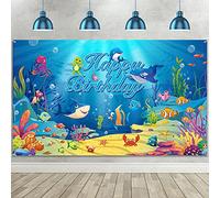 Sotto il mare Banner di compleanno oceano decorazioni per feste di compleanno sfondo foto sfondo delfino squalo decorazioni subacquee forniture per feste di compleanno per bambini, 180 x 100 cm