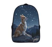 sotto le stelle tracolla regolabile zainetti cane corgi scuola satchel 3d stampato 2 scomparto impermeabile per ragazz ragazze zaino da viaggio-16,per a partire da 12 anni adolescente e adulti