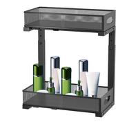 Sotto l'organizzatore del lavandino - Rack portaoggetti da cucina a 2 livelli con cassetti e ganci estensibili | Sotto gli organizzatori di pozzi e deposito | Scaffale da cucina da rack Organizzazione