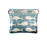 Sotto Mare Animale Pesce Balena Blu Scuro Striscia Delle Donne di Modo In Pelle Moneta Borse Borse Borse Conveniente Trucco Periodo Borsa per Gli Uomini Donne Viaggio portamonedas