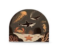 sotto Marine Nero Arancione Animale Squalo Medusa Portatovaglioli Acrilico Piatto per Farmhouse Cocktail autoportante Porta asciugamani di carta da banco Decorazione per la casa per Farmhouse Cocktail