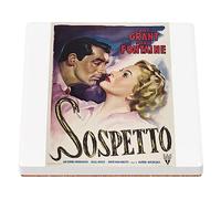 sotto vetro ceramico - Sospetto 1941 Vecchio poster di un film retrò italiano Poster del cinema vintage - 1 unità (100 x 100 mm)