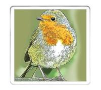 Sottobicchiere con pettirosso e pettirosso, in ceramica, 10 x 10 cm, con pettirosso