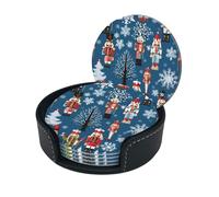 Sottobicchiere da donna con stampa di danza classica e danza dello Schiaccianoci, sottobicchieri rotondi in pelle con scatola per tazze di vino, bevande fredde e tazze, protezione da tavolo (6 pezzi)