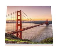 Sottobicchiere in ceramica - Decorazione paesaggio San Francisco Golden Gate California Bridge - 1 unità (100 x 100 mm)