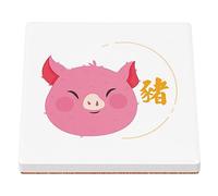 Sottobicchiere in ceramica - Maiale Illustrazione dello zodiaco cinese Disegno Animale Illustrazione dell'oroscopo - 1 unità (100 x 100 mm)