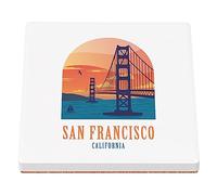 Sottobicchiere in ceramica - San Francisco California Ponte Golden Gate Illustrazione Stati Uniti - 1 unità (100 x 100 mm)