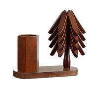 Sottobicchiere in legno a forma di albero, con portaposate in legno naturale, per pentole e piatti caldi - per pentole calde ciotola tazza decorazione Natale cucina camera da letto