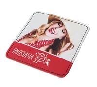 Sottobicchiere in pelle personalizzato con foto - Sottobicchiere con retro e fronte in pelle sintetica nera da stampare con un