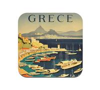 Sottobicchiere in sughero - Grecia Poster Vintage Turismo Art Deco 30's - 1 unità (95 x 95 mm)