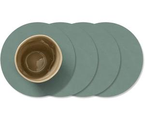 Sottobicchiere LIND DNA Nupo - Pelle - Verde pastello - ø 10 cm - 4 pezzi