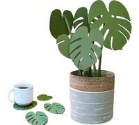 Sottobicchiere magnetico con stampa 3D a forma di guscio di tartaruga e foglie di bambù, design creativo a pianta verde, antiscivolo, resistente alle macchie e al calore, in materiale siliconico, idea