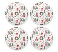 Sottobicchiere natalizio bianco rosso verde animale regalo albero per bevande assorbente 4 pezzi resistente al calore multifunzionale bordo di sughero per la decorazione della casa grandi idee regalo