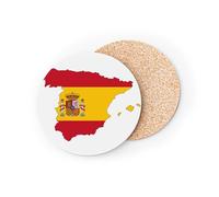 Sottobicchiere rotondo Base Sughero - Bandiera Spagna Calcio nazionale - 1 unità (95 x 95 mm)