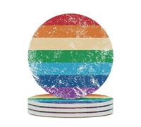 Sottobicchiere rotondo con bandiera dei diritti gay e base in sughero per lavoretti, protezione da tavolo, decorazioni per la casa, 4 pezzi