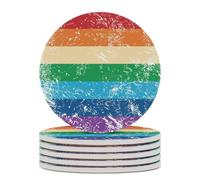 Sottobicchiere rotondo con bandiera dei diritti gay e base in sughero per lavoretti, protezione da tavolo, decorazioni per la casa, 6 pezzi