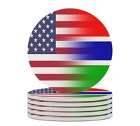 Sottobicchiere rotondo con bandiera del Gambia USA e base in sughero per lavoretti, protezione da tavolo, decorazioni per la casa, 6 pezzi