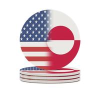 Sottobicchiere rotondo con bandiera della Groenlandia degli Stati Uniti e base in sughero per lavoretti, protezione da tavolo, decorazioni per la casa, 4 pezzi