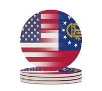 Sottobicchiere rotondo con bandiera dello stato della Georgia degli Stati Uniti con base in sughero per lavoretti, protezione da tavolo, decorazioni per la casa, 4 pezzi