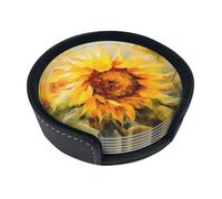 Sottobicchiere rotondo con stampa floreale dipinta a mano girasole utilizzato per la decorazione di ristoranti all'aperto per la casa