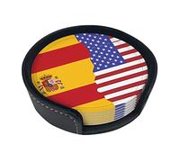 Sottobicchiere rotondo creativo con bandiera della Spagna americana (9,9 cm), in pelle PU, adatto per auto, cucina, ristorante, ufficio, ecc.